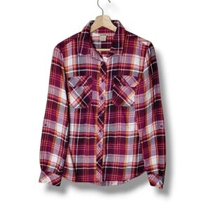 Duluth Trading Women’s Plaid Vented Flannel Shirt Outdoor Casual Hiking Size M